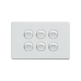 4C | Classic 6 Gang Switch 250V 16AX - Horizontal 040.000.0294