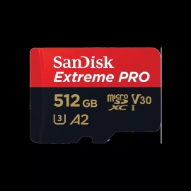 SanDisk Extreme Pro MicroSDXC, Sqxcd 512GB, V30, U3, C10, A2, Uhs-I, 200MB/s R, 140MB/s W, 4x6, Sd Adaptor, Lifetime Limited SDSQXCD-512G-GN6MA
