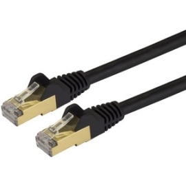 StarTech.com 1ft CAT6a Ethernet Cable - 10 Gigabit Category 6a Shielded Snagless 100W PoE Patch Cord - 10GbE Black Ul Certified Wiring/TIA - Cable For Docking Station, Network Device, Notebook, Desktop Computer, Hub, Switch, Patch Panel - First End: 1 X