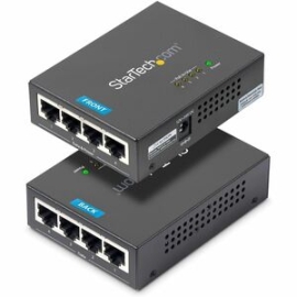 StarTech.com PoE Injector - 52 V Dc, 2.31 A Output - 4 Input Port(s) - 4 Output Port(s) - Wall Mountable - Black POEINJ4G