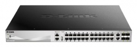 D-Link 30 port Stackable Gigabit PoE+ Switch with 24 1000Base-T PoE/PoE+ ports and 4 10 Gigabit SFP+ ports and 2 10GBASE-T ports. PoE budget 370W DGS-3130-30PS