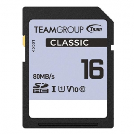 Team Group Classic SDHC UHS-1 V10 SD Memory Card 16GB, R/W (Max) 80MB/s 15MB/s TCSDHC16GIV1001