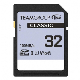 Team Group Classic SDHC UHS-1 V10 SD Memory Card 32GB, R/W (Max) 80MB/s 15MB/s TCSDHC32GIV1001