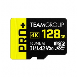 Team Group PRO+ MicroSDXC Memory Card 128GB, Read up to 160 MB/s; Write up to 90 MB/s for Nintendo-Switch, Steam Deck, ROG ALLY, Tablets TPPMSDX128GIA2V3003