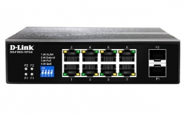D-Link 10-Port Unmanaged PoE Switch with 8 RJ45 PoE, 2 SFP and 1 RJ45 Console Port DIS-F100G-10PS-E