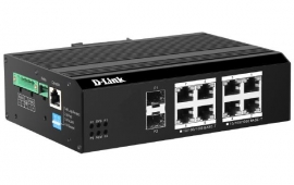 D-Link DIS-F200G, 10-Port Gigabit Industrial Smart Managed PoE+ Switch with 8 BASE-T PoE+, 2 SFP and 1 RJ-45 Console Port DIS-F200G-10PS-E
