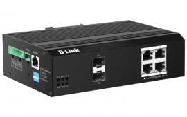 D-Link DIS-F200G, 6-Port Gigabit Industrial Smart Managed PoE+ Switch with 4 BASE-T PoE+, 2 SFP and 1 RJ-45 Console Port DIS-F200G-6PS-E