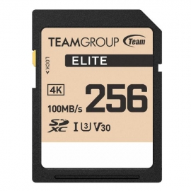 Team Group Elite SDXC UHS-I U3 High Speed Memory Card 256GB, R/W (Max) 100MB/s 50MB/s, V30 TESDXC256GIV3069