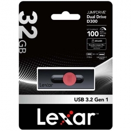 Lexar JumpDrive D300 OTG USB 3.1 USB Type-C and USB Type-A 32GB , 5 year Warranty. LJDD300032G-BNBNG