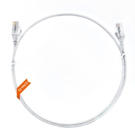 0.25m CAT6 Ultra Thin Lszh Ethernet Network Cable | 50 Pack White 004.004.3001.50PACK