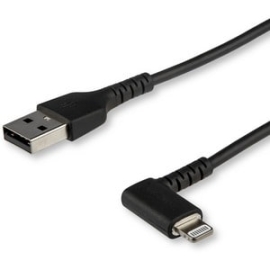 StarTech.com 2m USB A To Lightning Cable IPhone IPad Durable Right Angled 90 Degree Black Charger Cord W/Aramid Fiber Apple Mfi Certified - Cable For IPhone - First End: Lightning - Second End: USB - Mfi - Shielding - Black RUSBLTMM2MBR