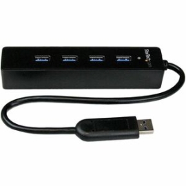 StarTech.com 4 Port Portable SuperSpeed USB 3.0 Hub With Built-in Cable - 5Gbps - Add Four External USB 3.0 Ports To Your Notebook Or Ultrabook™ With A Slim, Portable Hub - Four Port External USB 3 Hub With Built-in Cable - 4Port Mini USB Hub - 4 Port