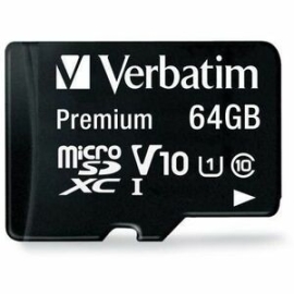 Verbatim 64 Gb Class 10/Uhs-I (U1) V10 MicroSDXC - 1 Each - Taa Compliant - 90 MB/s Read 44084