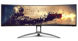 Aoc 49" Curved 1800R, 5120X1440 Dqhd, 32:9, Adaptive Sync, Hdr 400,1ms, 165Hz ,3x HDMI,1x Dp,usb-c , Speaker, Has, Kvm Ultra Wide Monitor AG493UCX2