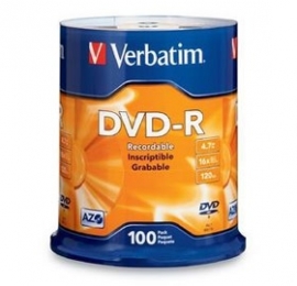 Verbatim Dvd-r 4.7gb 100pk Spindle 16x 95102 225870
