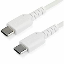 StarTech.com 1m USB C Charging Cable - Durable Fast Charge & Sync USB 2.0 Type C To C Charger Cord - Tpe Jacket Aramid Fiber M/M 60W White - Cable For Mobile Device, MacBook, IPad Pro - First End: 1 X 24-pin USB 2.0 Type C - Male - Second End: 1 X 24-pin