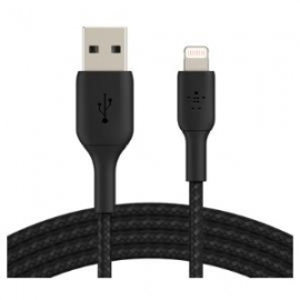Belkin BOOSTCHARGE LIGHTNING TO USB-A BRAIDED CABLE 2M BLACK (CAA002BT2MBK)