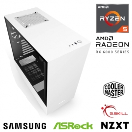 AMD System Builder Bundle - Gaming - Ryzen 5 5600G - 8GB RAM - 500GB M.2 SSD - Radeon RX 6600 XT - 650W Gold PSU - NZXT H510 Matte White AMD-R5-8G-500G
