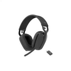 Logitech Zone Vibe Wireless Over-the-ear, Over-the-head Stereo Headset - Graphite - Binaural - Ear-cup - 3000 cm - Bluetooth - 20 Hz to 20 kHz - Omni-directional, MEMS Technology, Noise Cancelling Microphone - USB Type C 981-001158