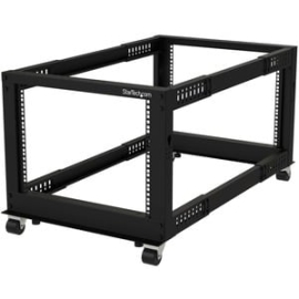 StarTech.com 4-Post 8U Mobile Open Frame Server Rack, 19in Network Rack With Casters, Small Rolling Rack For Computer/AV/Data/IT Equipment - 4-Post 8U Open Frame Server Rack For Data/IT Equipment - 22-40in (56-101cm) Mounting Depth; 18in (46cm) Height, 1