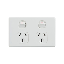 4C | Elegant Double Power Point 250V 10A | Horizontal 040.0.0098
