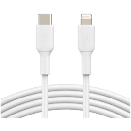Belkin BoostCharge 1.01 M Lightning/USB-C Data Transfer Cable - 1 Each - Cable For IPhone, IPad Air, IPad Pro, IPad Mini - First End: 1 X USB Type C - Male - Second End: 1 X Lightning - Male - Mfi - White CAA003BT1MWH