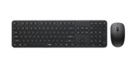 Rapoo Wireless Stylish, Spill-Resistant, Retro Style Round Key, 1000DPI, 2.4G Connection, 10M Range, Nano Receiver, Optical Mouse & Keyboard Black X260S-BLACK