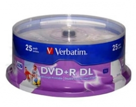 Verbatim Double Layer Dvd+r In White Top Printable 25pcs Bmdverdldv+r25p