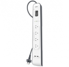 Belkin 4 Outlet With 2m Cord With 2 Usb Ports (2.4a) Bsv401au2m