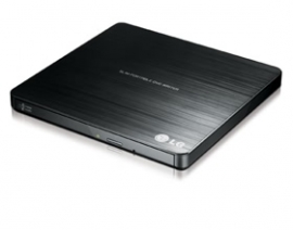 LG GP60NB50 SLIM PORTABLE EXTERNAL DVD-RW DRIVE, USB2.0 8X DVD, 24X CD WRITE, black