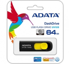 Adata Dashdrive Uv128 64gb Usb3.0 Flash Drive Yellow