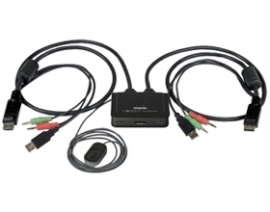 Startech 2 Port Usb Displayport Cable Kvm Switch With Audio And Remote Switch - Usb Powered Kvm