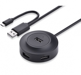 Ugreen 4-port Usb2.0 Hub With Otg Port, Compatible With Pc, Cell Phones, Ereaders, Tablets