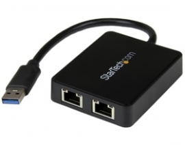 Startech Usb 3.0 To Dual Port Gigabit Ethernet Adapter Nic W/ Usb Port - Usb 3.0 Lan Adapter -