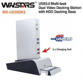 Winstars Usb3.0 Multi-task Dual Video Docking Station With Hdd Docking Base Usbwinug39dk2