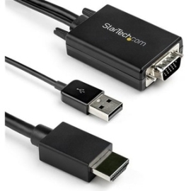 StarTech.com 2m VGA To HDMI Converter Cable With USB Audio Support - 1080p Analog To Digital Video Adapter Cable - Male VGA To Male HDMI - 1 X 19-pin HDMI 1.4 Digital Audio/Video - Male - 1 X 15-pin Hd-15 - Male, 1 X USB 2.0 Type A - Male - Black VGA2HDM