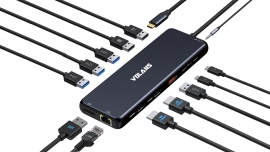 Aluminum 13-in-1 Triple Display USB-C Hub With 100W Pd (V2) VL-UCH2P V2