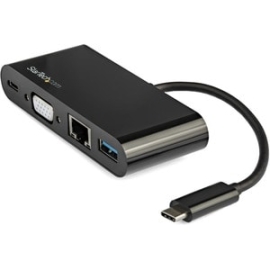StarTech.com USB Type C Docking Station For Projector - 60 W - Black - 1 Displays Supported - Full Hd - 1920 X 1200, 1920 X 1080 - 3 X USB Ports - 2 X USB 3.0 - USB Type-A - USB Type-C - Network (Rj-45) - VGA - Wired - Gigabit Ethernet - MacOS 14, Window