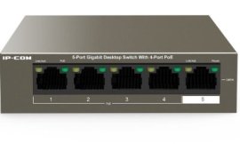 Ip-Com ( G1105P-4-63W ) 5-Port Gigabit Unmanaged Switch, 4-Port PoE, Std/Vlan Mode, Fanless, 6KV Lighting Protection, PoE Budget 58W G1105P-4-63W