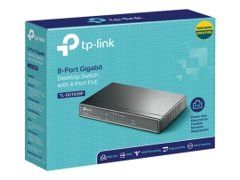 Tp-Link 8-Port Unmanaged Gigabit Desktop Switch, POE(4), 64 W, Metal Case, 5YR TL-SG1008P