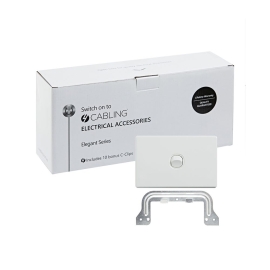 4C | Elegant Wall Switch 1 Gang 250V 16A - Horizontal - 10 Pack With 10 Free C-Clips 040.0.0082.10PACK