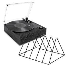 Victrola Eastwood Ii Turntable - Black + Gadhouse Vinyl Rack Bundle - Black VTR-74-BLK-VR