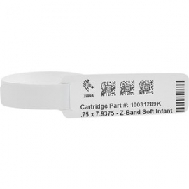 Wristband, Synthetic, Soft Infant, 1x7.9375in (25.4x201.6mm); Dt, Lam 65843RM / 66213RM, Coated, 1in (25.4mm) Core, 263/roll, Plain, 6/box 10031289K