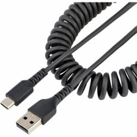 StarTech.com 3ft (1m) USB A To C Charging Cable, Coiled Heavy Duty USB 2.0 A To Type-C, Durable Fast Charge & Sync Usb-c Cable, Black, M/M - Cable For Mobile Device, IPad Pro, IPad Mini - First End: 1 X USB 2.0 Type A - Male - Second End: 1 X 24-pin USB
