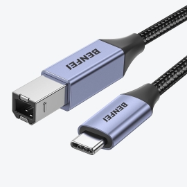 Benfei 405Gy-1M USB B To USB C Printer Cable, Nylon Braided, Premium Aluminium Alloy Case 1M ELEBEN405GY1M