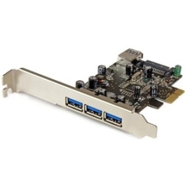 StarTech.com USB Adapter - PCI Express 2.0 X1 - Plug-in Card - Add Four USB 3.0 Ports - Three External And One Internal Port - To Your Computer - 4 Port PCIe USB 3.0 Card - Cost-effective USB 3.0 Adapter Card - Easy To Install With Native Os Support In W