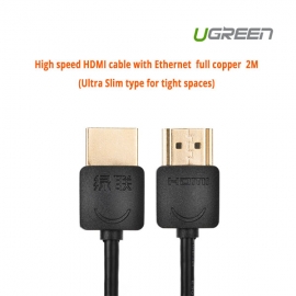 Ugreen High Speed Hdmi Cable With Ethernet Full Copper 2m (ultra Slim Type For Tight Spaces) 11199