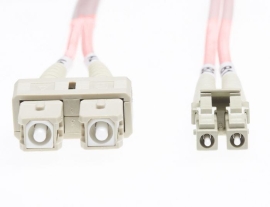 10m Lc-Sc OM1 Multimode Fibre Optic Cable | Salmon Pink FL.OM1LCSC10MP