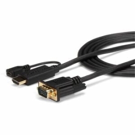 StarTech.com HDMI To VGA Cable - 6 Ft / 2m - 1080p - 1920 X 1200 - Active HDMI Cable - Monitor Cable - Computer Cable - Cable For Video Device, Monitor, Projector, Workstation, Mac, Tv - First End: 1 X 19-pin HDMI Digital Audio/Video - Male, 1 X 5-pin Mi