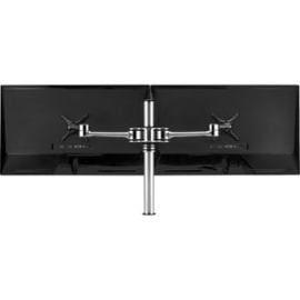 Af-At-D-P Dual Swing Arms On Post - Each Monitor To 8kg (5.5kg Curved) - Complete Kit With Clamp - Silver AF-AT-D-P